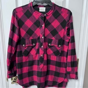 Laurence Dolige Paris Plaid Button Women’s Shirt Size 1 Xs Cotton